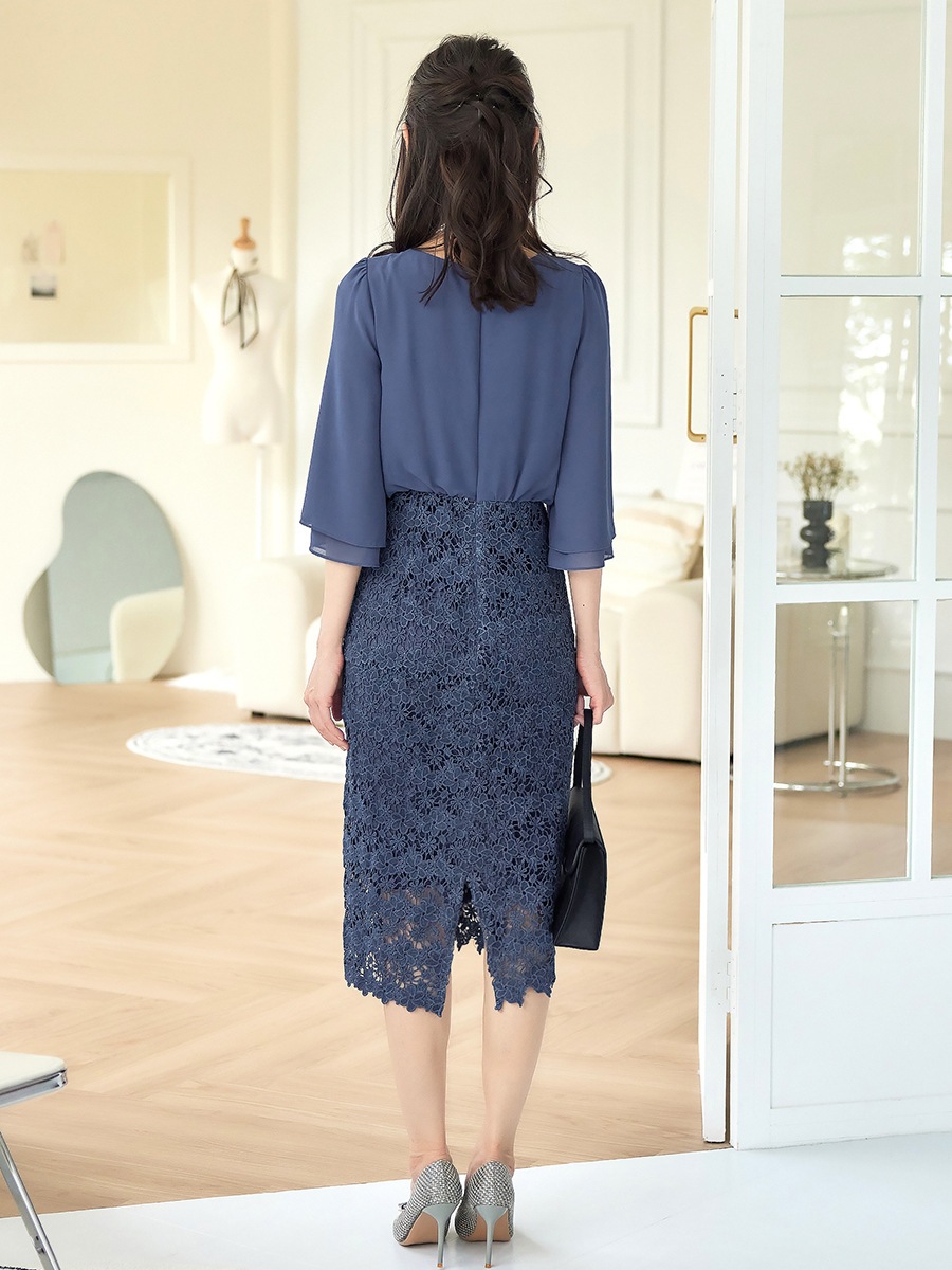 【人気新作】韓国人気品質ドレス パーティードレス 結婚式 韓国版通勤用新型レースカバーアームスリム丸首ワンピース 【人気新作】韓国人気品質ドレス パーティードレス 結婚式 韓国版通勤用新型レースカバーアームスリム丸首ワンピース