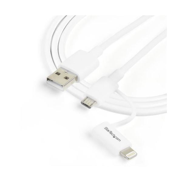 StarTech.com Lightning／Micro USBケーブル 1m ホワイトiPhone／iPod／iPad／Android対応 LTUB1MWH 1本