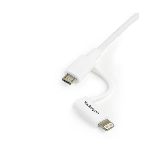 StarTech.com Lightning／Micro USBケーブル 1m ホワイトiPhone／iPod／iPad／Android対応 LTUB1MWH 1本