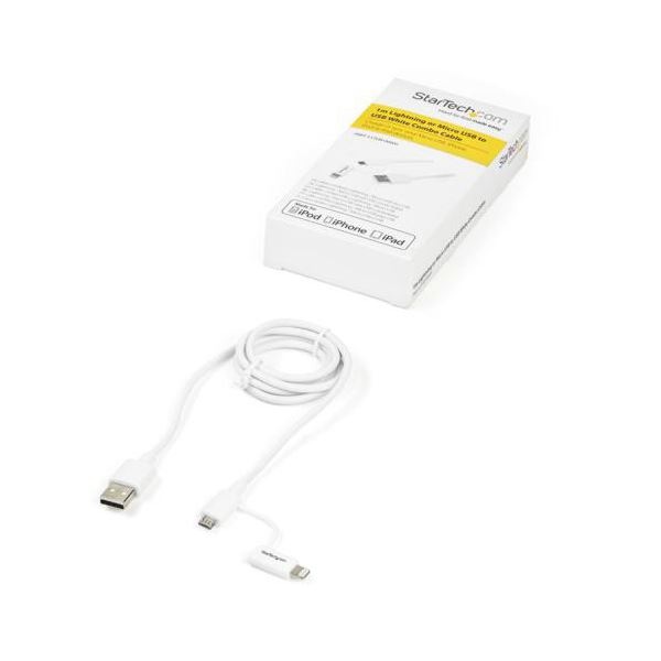 StarTech.com Lightning／Micro USBケーブル 1m ホワイトiPhone／iPod／iPad／Android対応 LTUB1MWH 1本