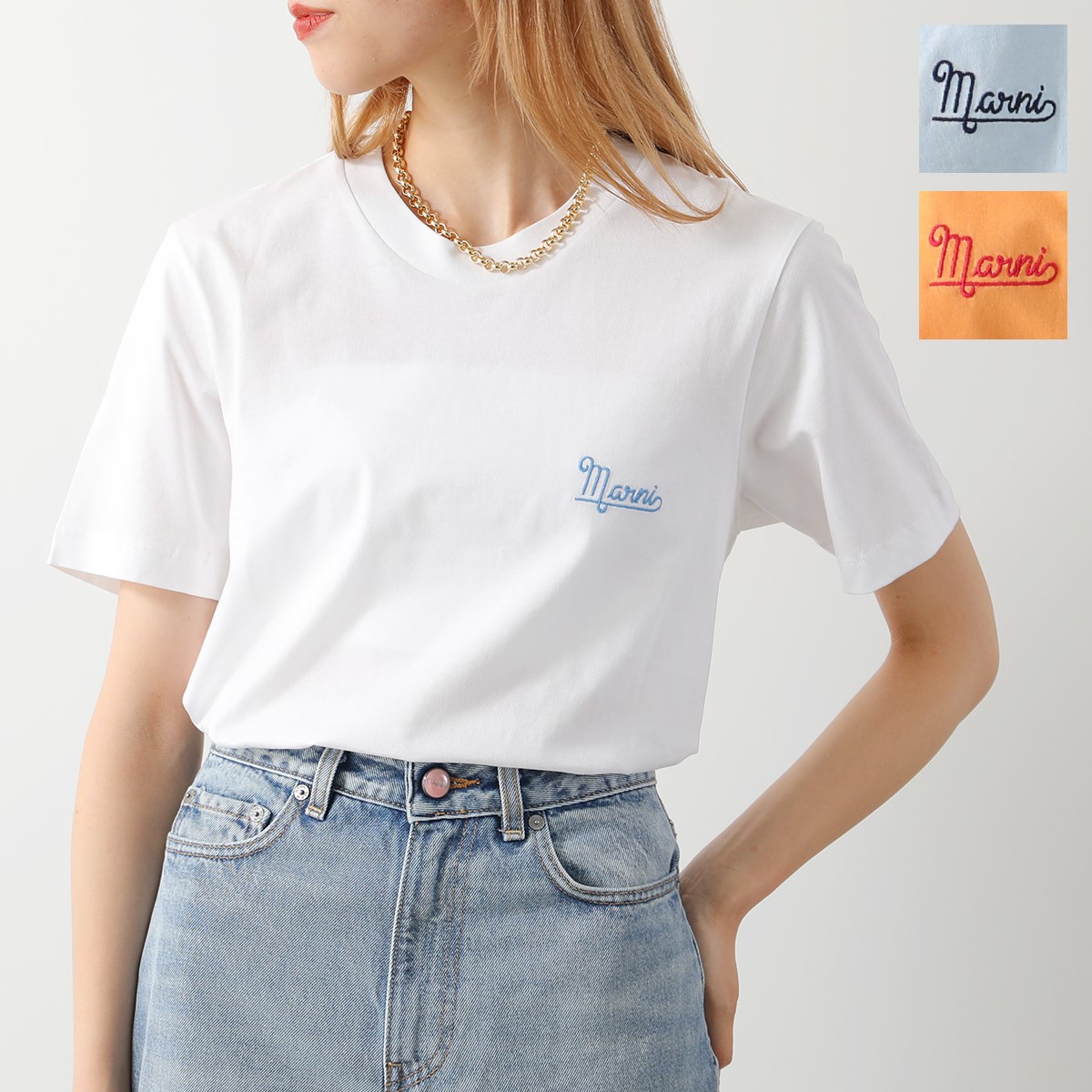MARNI マルニ Tシャツ 【1枚単品】THJE0211X0 UTCZ68 レディース 半袖 クルーネック カットソー コットン ロゴ刺繍 カラー3色 MARNI マルニ Tシャツ 【1枚単品】THJE0211X0 UTCZ68 レディース 半袖 クルーネック カットソー コットン ロゴ刺繍 カラー3色