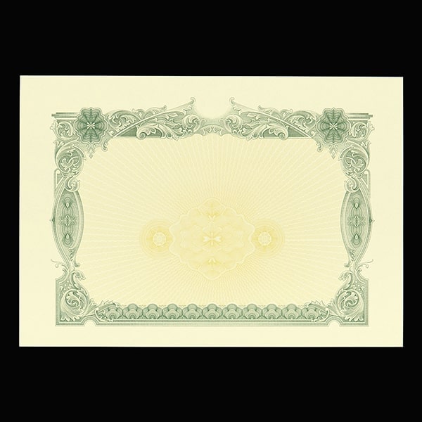 山櫻 証券用紙 B5ワイド K530 グリーン マーク用 100枚 / 保証書 認定証 265×187mm 00803023-0100