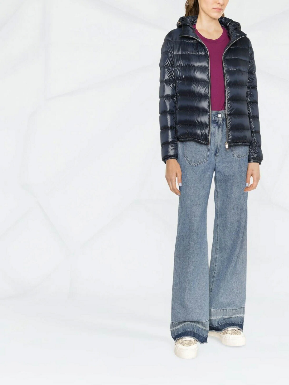 GIADA / ジャーダ レディース フード付き ダウンジャケット REGULAR FIT 撥水加工 ブルーネイビー PI0833DIC 12017 9200