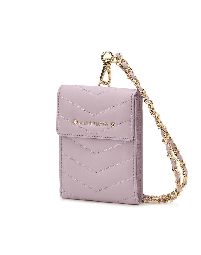 バイオレット/ブラック 2種カラー キルティング 牛革 カード財布