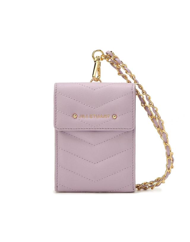 バイオレット/ブラック 2種カラー キルティング 牛革 カード財布