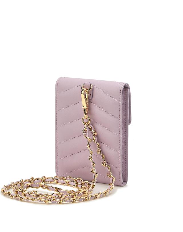 バイオレット/ブラック 2種カラー キルティング 牛革 カード財布