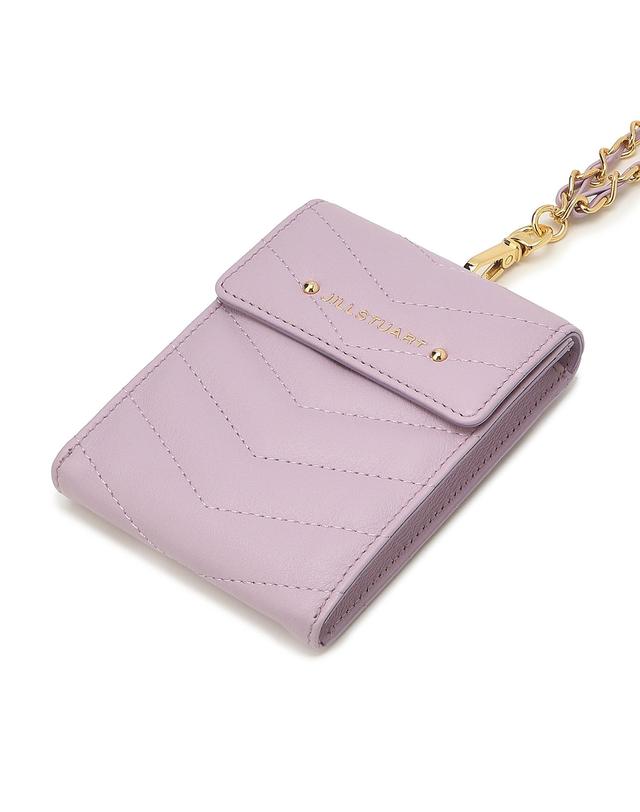 バイオレット/ブラック 2種カラー キルティング 牛革 カード財布