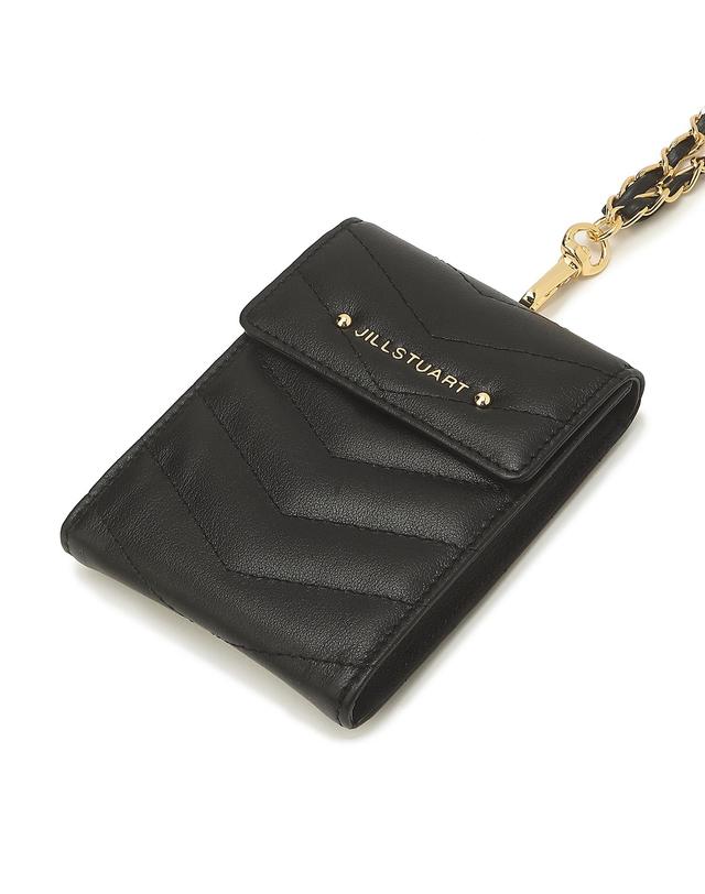 バイオレット/ブラック 2種カラー キルティング 牛革 カード財布