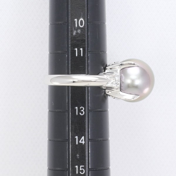 PT900 プラチナ リング 12号 パール(真珠) 約12mm ダイヤ 0.17 中古
