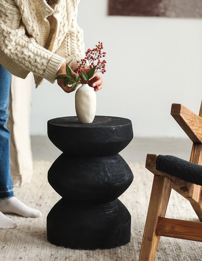 木製ナチュラルサイドテーブル スツール 3140cm