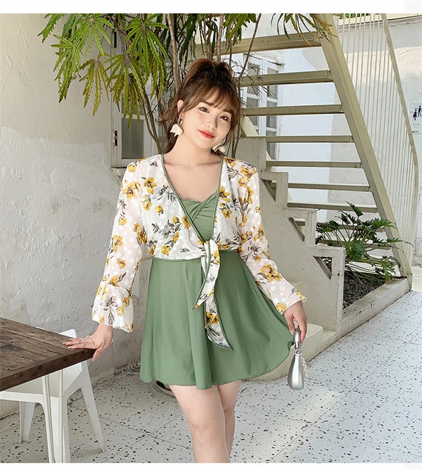 2点セット 水着 大きいサイズ レディース 花柄 体型カバー ぽっちゃり 服みたいな ワンピース ボレロ おしゃれ かわいい オールインワン ハイウエスト オトナ女子 温泉 露出控えめ セクシー