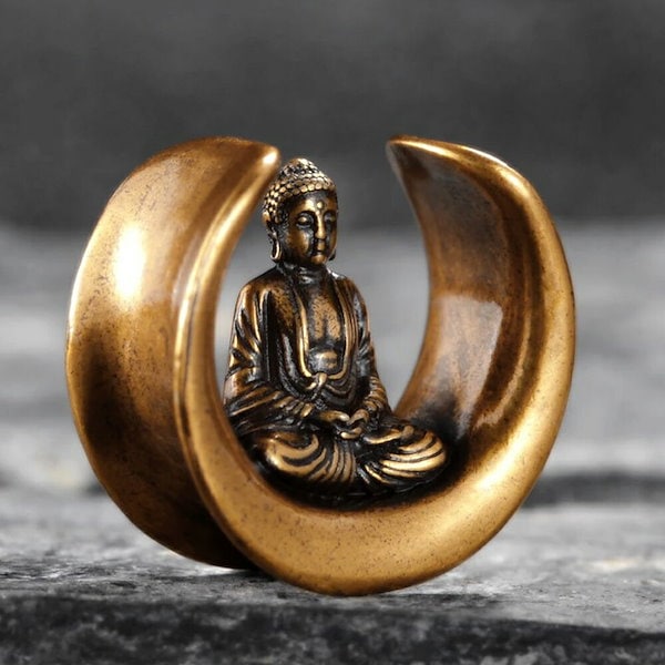 Qoo10] ボディピアス 金の仏像ダブルフレアアイレ