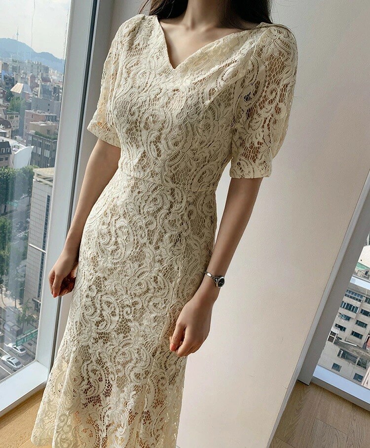 【短納期】パーティードレス タイトワンピース レースワンピース マーメイド 全2色 半袖 きれいめ ロング 黒ドレス セクシー 大きいサイズ 結婚式 お呼ばれドレス 二次会 成人式 同窓会 上品 エ