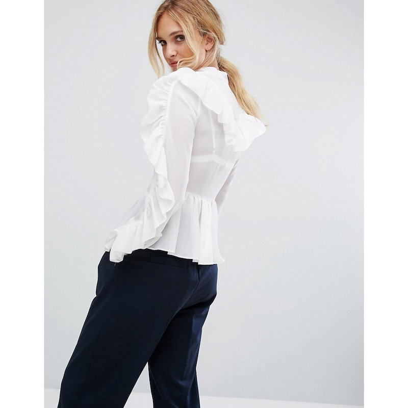 トルゥー ディカデンス レディース トップス ブラウス・シャツ【True Decadence Tall Ruffle Detail Blouse】White トルゥー ディカデンス レディース トップス ブラウス・シャツ【True Decadence Tall Ruffle Detail Blouse】White