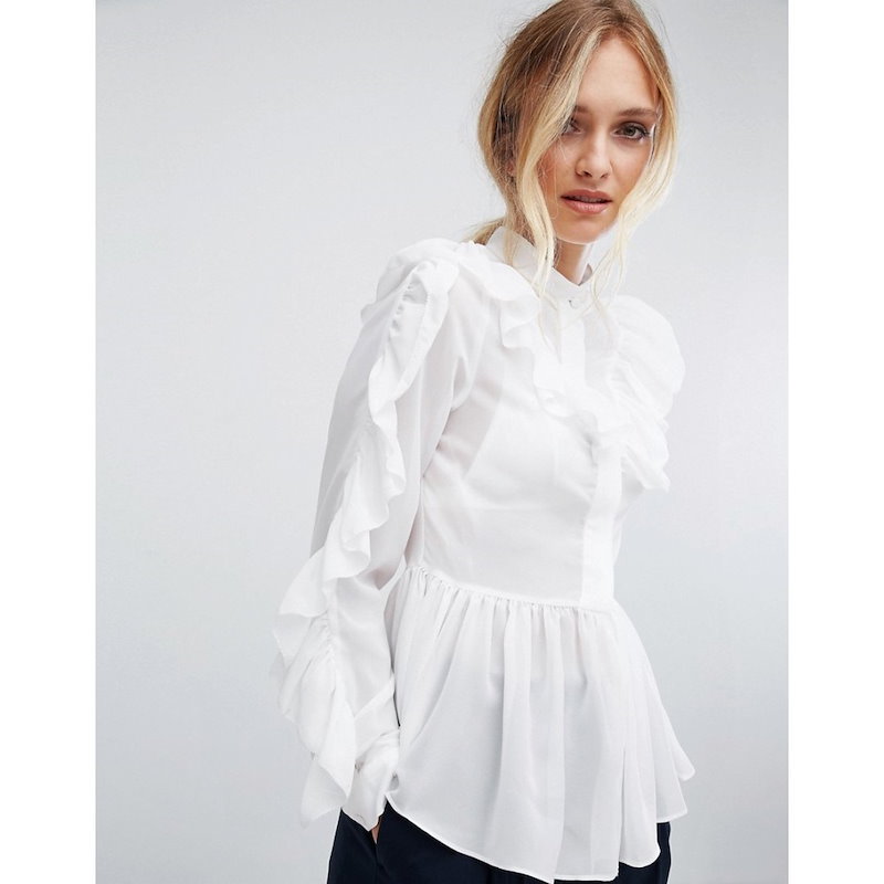 トルゥー ディカデンス レディース トップス ブラウス・シャツ【True Decadence Tall Ruffle Detail Blouse】White トルゥー ディカデンス レディース トップス ブラウス・シャツ【True Decadence Tall Ruffle Detail Blouse】White