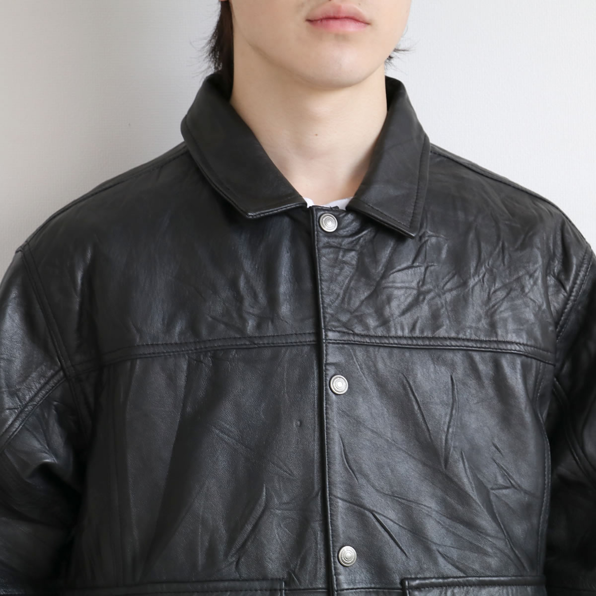 レザージャケット モデム デザイン リプロダクトレザーフライトジャケット 長袖 リサイクルレザー USEDレザー メンズ アウター ブルゾン