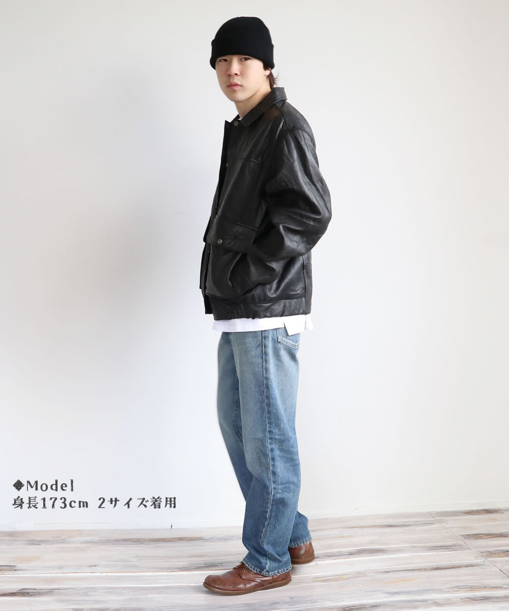レザージャケット モデム デザイン リプロダクトレザーフライトジャケット 長袖 リサイクルレザー USEDレザー メンズ アウター ブルゾン