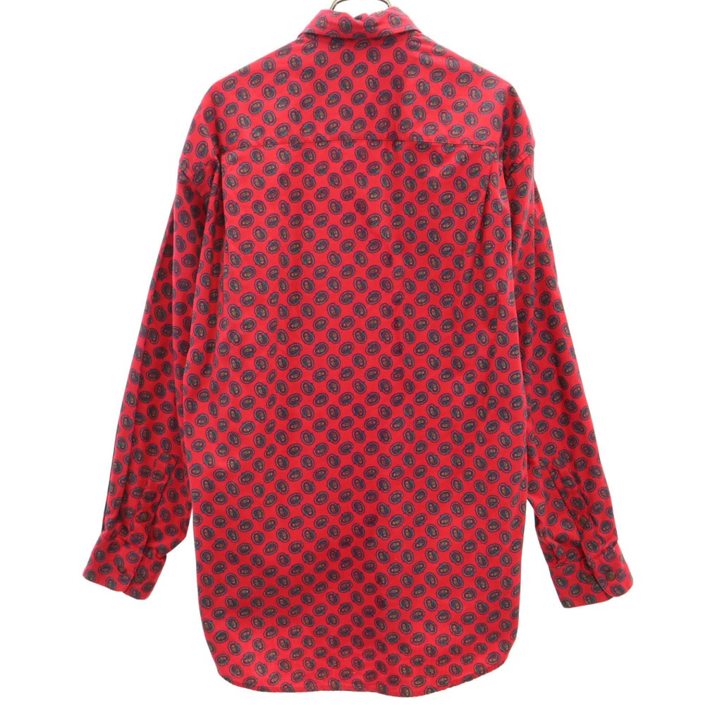 90s オールド 紺タグ ペイズリー柄 長袖 シャツ S レッド メンズ