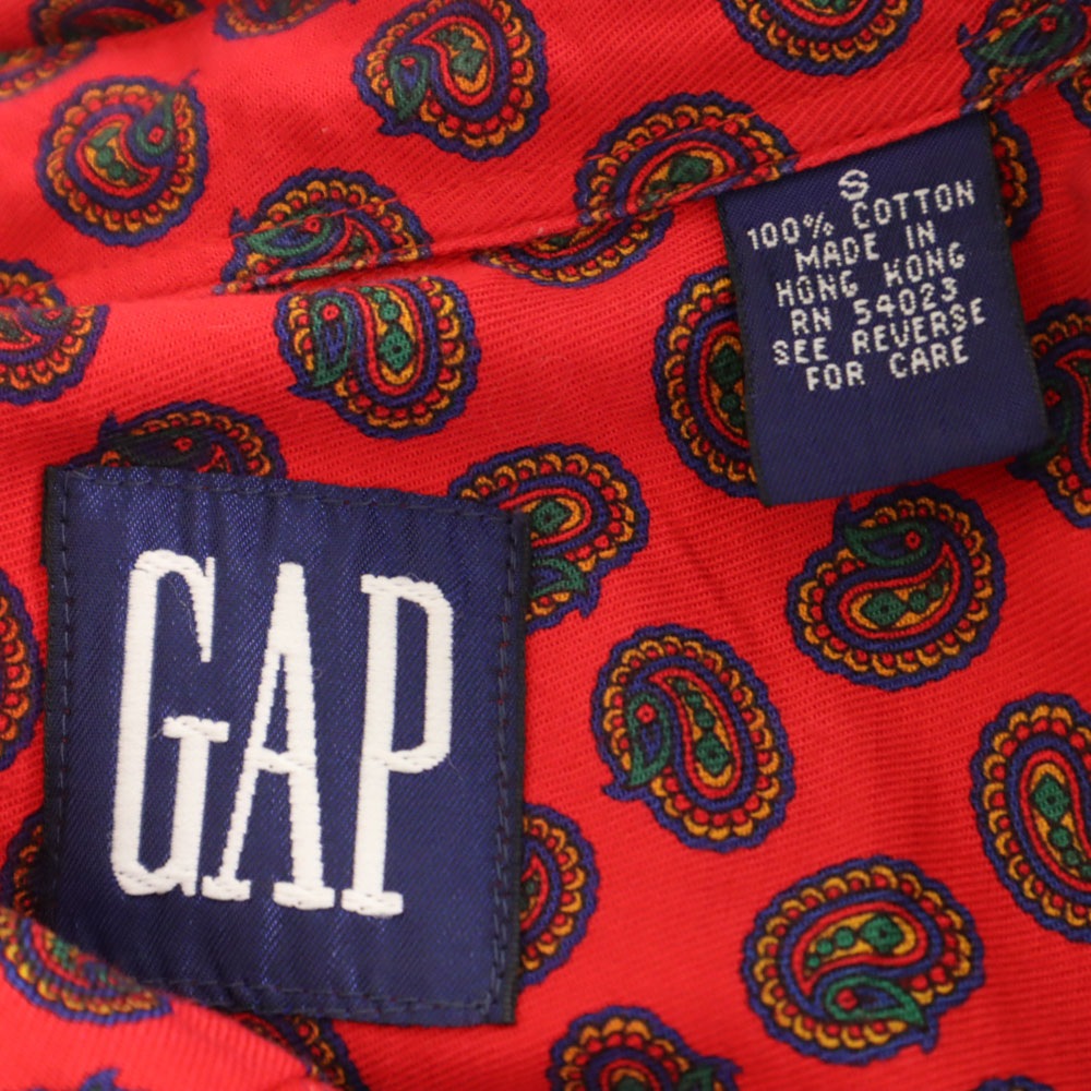 90s オールド 紺タグ ペイズリー柄 長袖 シャツ S レッド メンズ