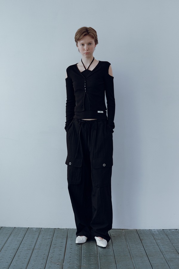 【DEINET】 LAYER BUTTON CARDIGAN : BLACK 【DEINET】 LAYER BUTTON CARDIGAN : BLACK