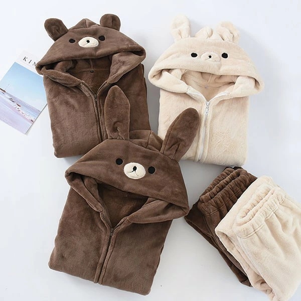 ルームウェア もこもこ クマ耳 うさ耳パジャマ 上下セット パンツ付き 前ファスナー 動物 アニマル レディース メンズ 冬 長袖 長ズボン ペアルック カップル 大きめ 厚手 着ぐるみ フード付き ルームウェア もこもこ クマ耳 うさ耳パジャマ 上下セット パンツ付き 前ファスナー 動物 アニマル レディース メンズ 冬 長袖 長ズボン ペアルック カップル 大きめ 厚手 着ぐるみ フード付き