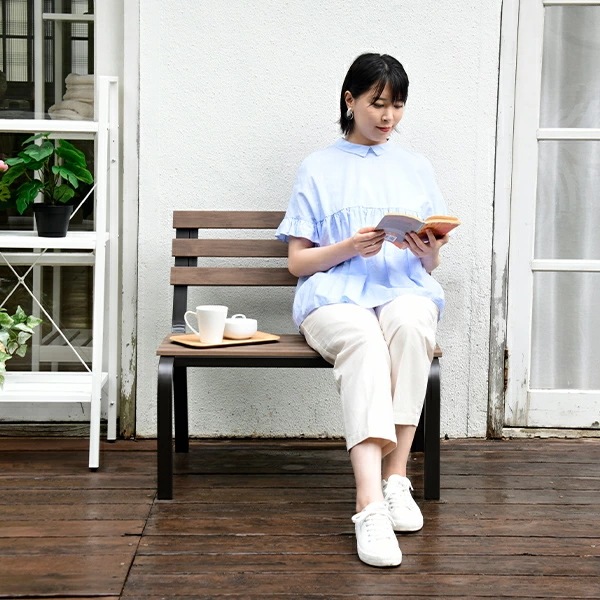 ガーデンベンチ ミニ 幅80cm 木目調 おしゃれ PMB-80(DBR) ダークブラウン