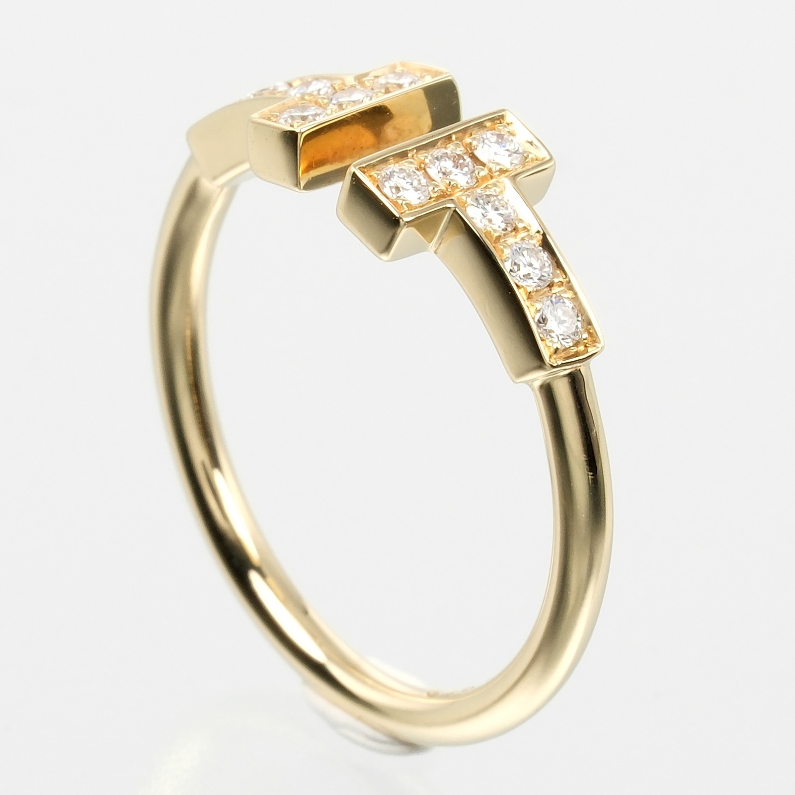 Tワイヤー リング・指輪 K18イエローゴールド ダイヤモンド 7.5号 約2.4g レディース 中古品 Aランク Tワイヤー リング・指輪 K18イエローゴールド ダイヤモンド 7.5号 約2.4g レディース 中古品 Aランク