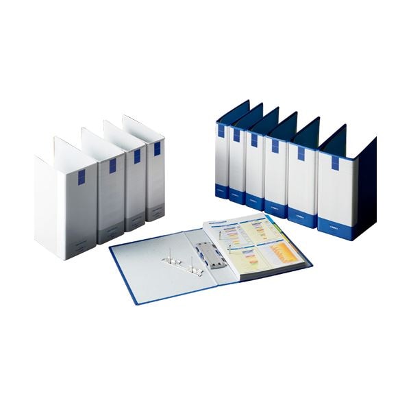 パイプ式ファイル 環境両開きA4 300枚 30mmとじ 背幅51mm ブルー 1セット(10冊) まとめ) ライオン事務器 パイプ式ファイル(環境)両開き A4ヨコ 300枚