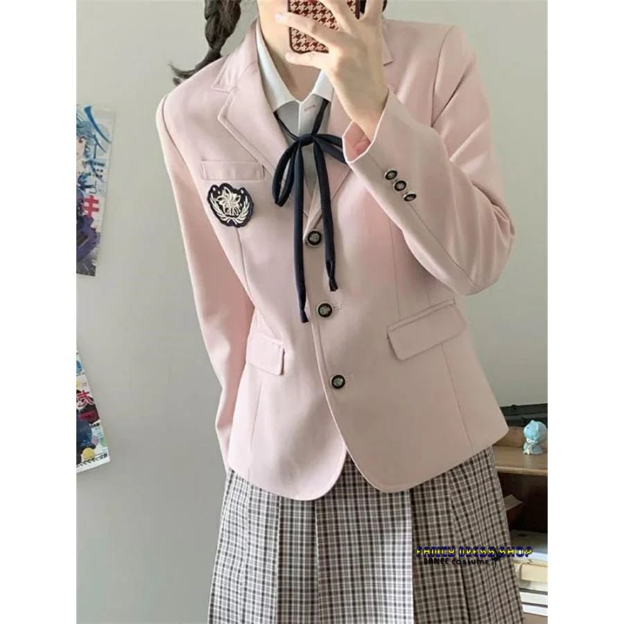 ラケット陸上格闘技ダンススクール 高校生 女子高生 学生服 ネイビー アウター 青 ブレザー コート 制服 ブラウン スーツ 卒業式 フォーマルスーツ 女 茶色 【制服標準装備】入学式 ピンク