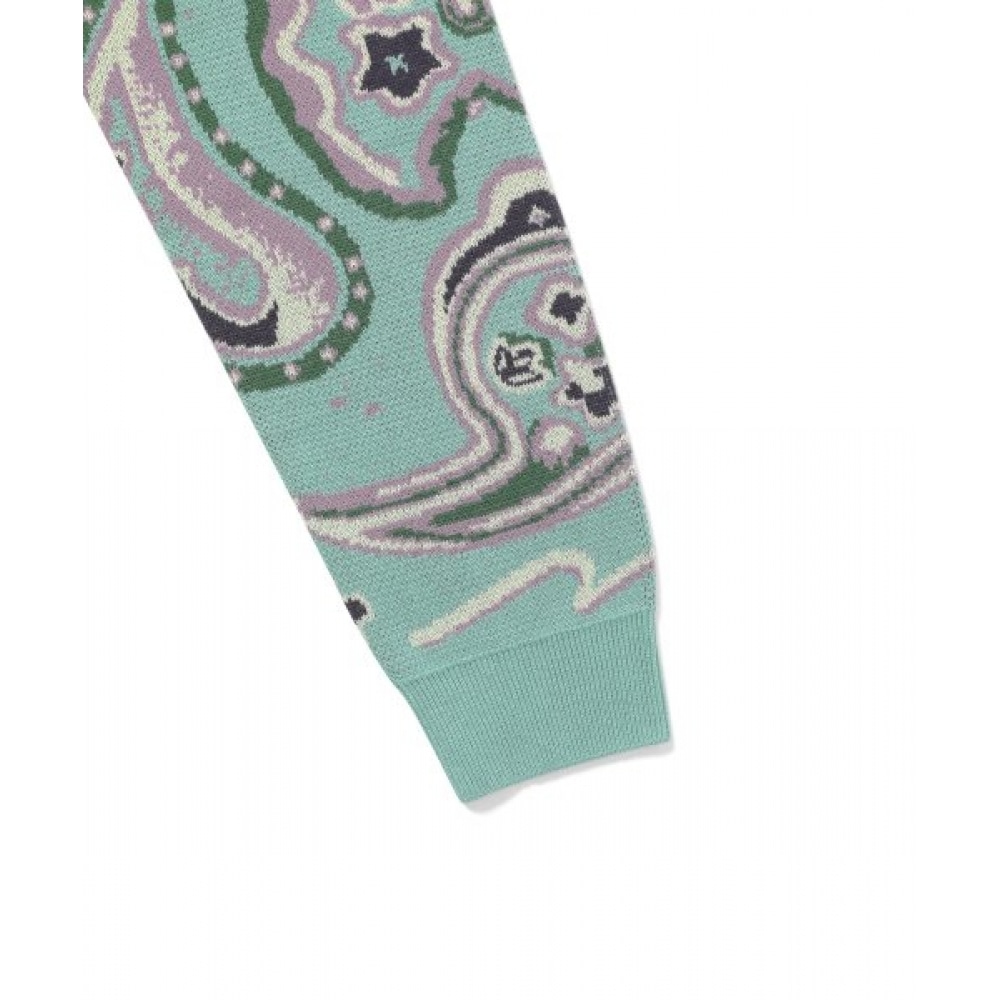 これは決してあんなものではない（これは決してそうではない）ペイズリージャカードニットセーターティール