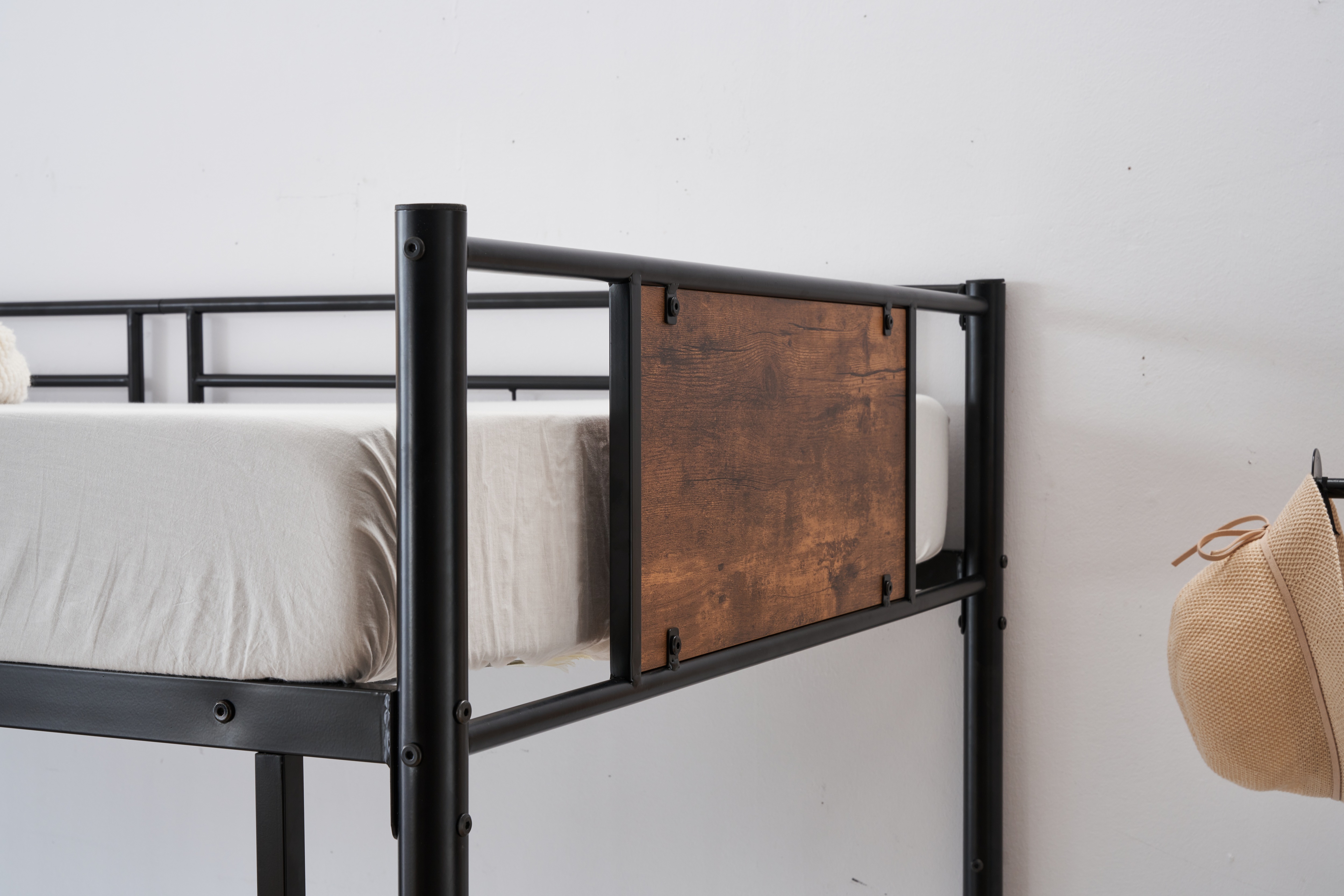 国内発送&送·料·無·料】【新品】ブラック二段ベッド シングルベッド