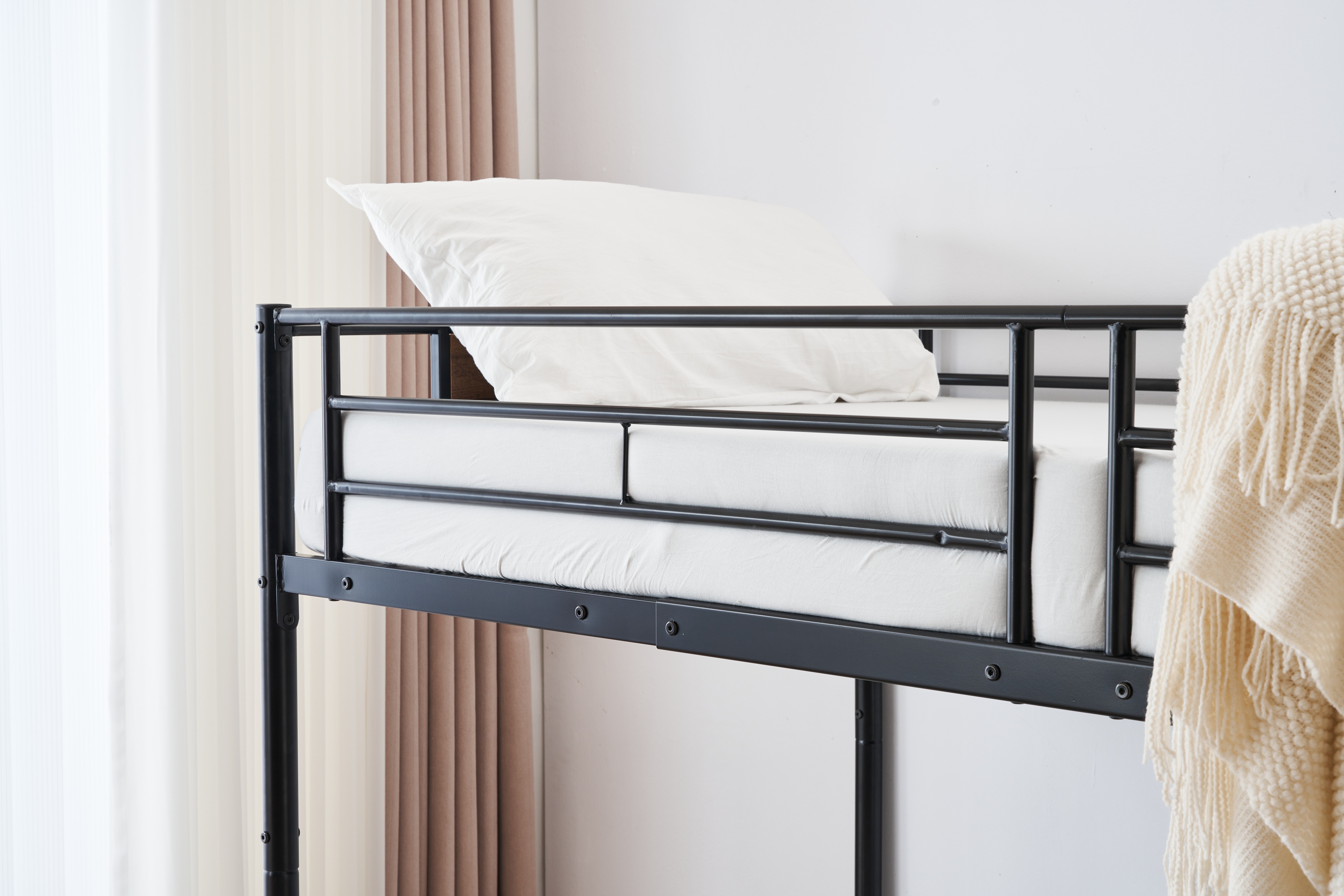 国内発送&送·料·無·料】【新品】ブラック二段ベッド シングルベッド