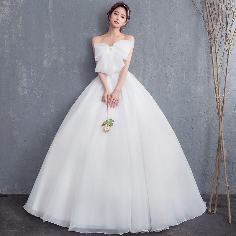 ウェディングドレス パフスリーブ プリンセスドレス 白 結婚式ドレス ビーズ スパンコール 高級感 トレーンドレス 花嫁ドレス ビスチェ ウェディングドレス 二次