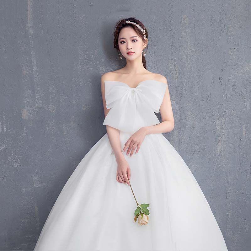 ウェディングドレス パフスリーブ プリンセスドレス 白 結婚式ドレス ビーズ スパンコール 高級感 トレーンドレス 花嫁ドレス ビスチェ ウェディングドレス 二次