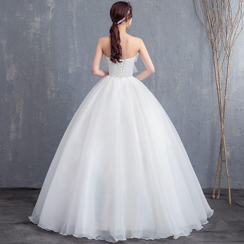 ウェディングドレス パフスリーブ プリンセスドレス 白 結婚式ドレス ビーズ スパンコール 高級感 トレーンドレス 花嫁ドレス ビスチェ ウェディングドレス 二次
