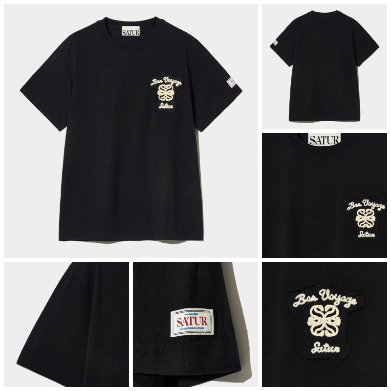 SATUR】 (W) BON VOYAGE RAW-CUT APPLIQUE T-SHIRT : CLASSIC