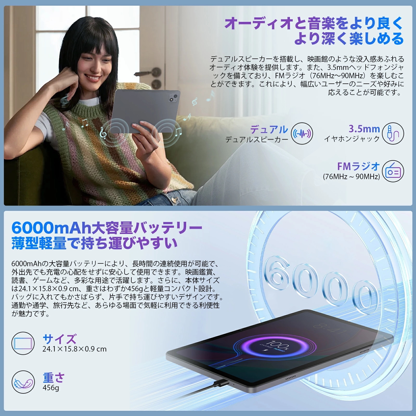 A60 タブレット 10インチ 【2025高性能モデル 16GB+128GB+1TB拡張】 Android 15 Wi-Fiモデル 8コアT615 1280*800 大画面 日本語説明書付_6