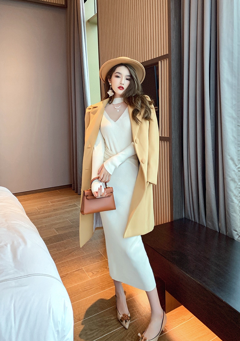 【Fellow 20％割】【JY.上品】 秋 ニットワンピース ロング タイト パーティードレス 着痩せ 大人 お呼ばれ 同窓会 披露宴 卒業式 結婚式 ウェディング 二次会 成人式