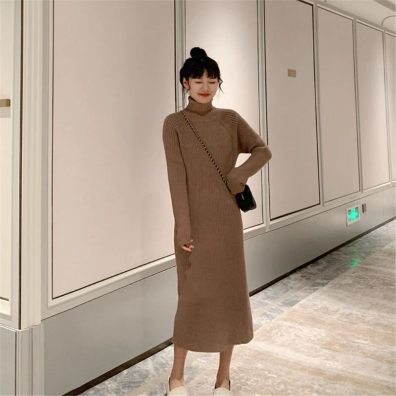 ワンピース ニットソー セーター ロングスカート ロング ロング丈 袖あり 長袖 タートルネック スリム 細身 かわいい 大人可愛い きれいめ シンプル カジュアル 大人 上品 おしゃれ 主役級