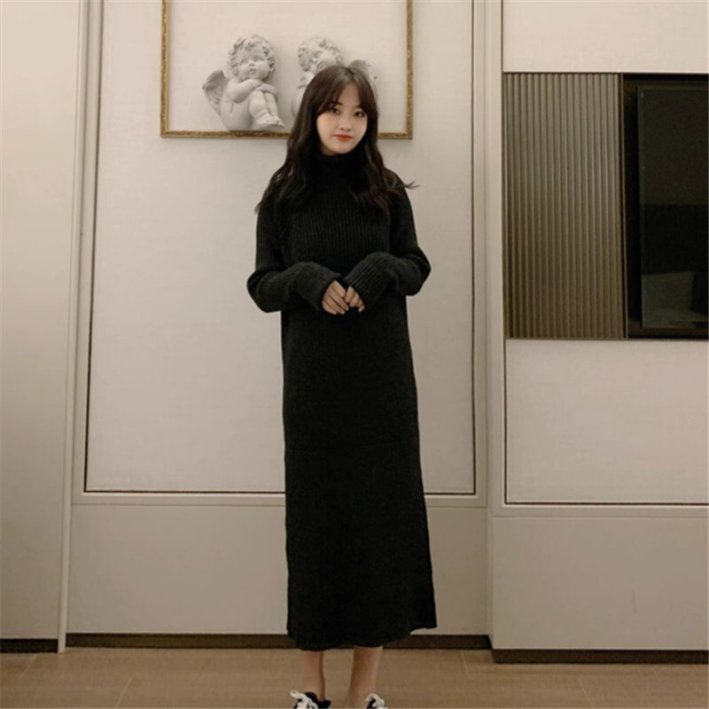 ワンピース ニットソー セーター ロングスカート ロング ロング丈 袖あり 長袖 タートルネック スリム 細身 かわいい 大人可愛い きれいめ シンプル カジュアル 大人 上品 おしゃれ 主役級