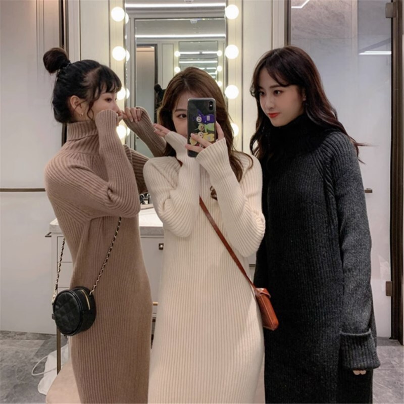 ワンピース ニットソー セーター ロングスカート ロング ロング丈 袖あり 長袖 タートルネック スリム 細身 かわいい 大人可愛い きれいめ シンプル カジュアル 大人 上品 おしゃれ 主役級