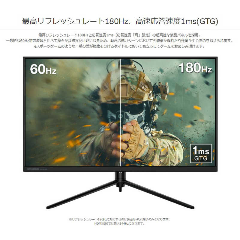 グリーンハウス　27型ワイドゲーミング液晶ディスプレイ ブラック ［27型 /WQHD(2560×1440) /ワイド］　GH-GLCC27WB-BK