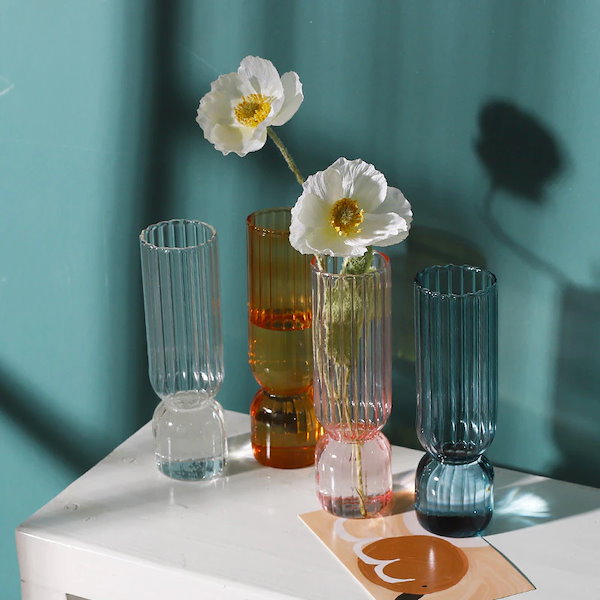 Qoo10] ガラス花瓶泡花瓶アートカラー透明小瓶アイ