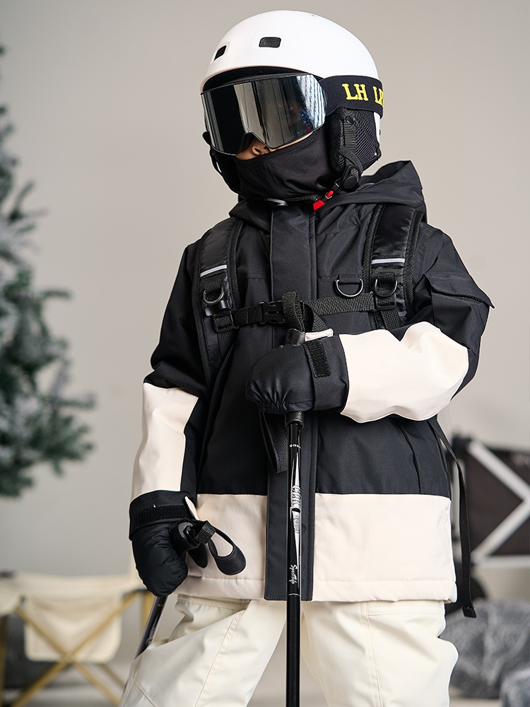 スノーボードウェア 2024 2025 キッズ 子供 ベビー服 単品 ジャケット アウター トップス 黒白 スノボウェア スノボー スキーウェア 防寒着 韓国風 女の子 男の子 こどもウェア