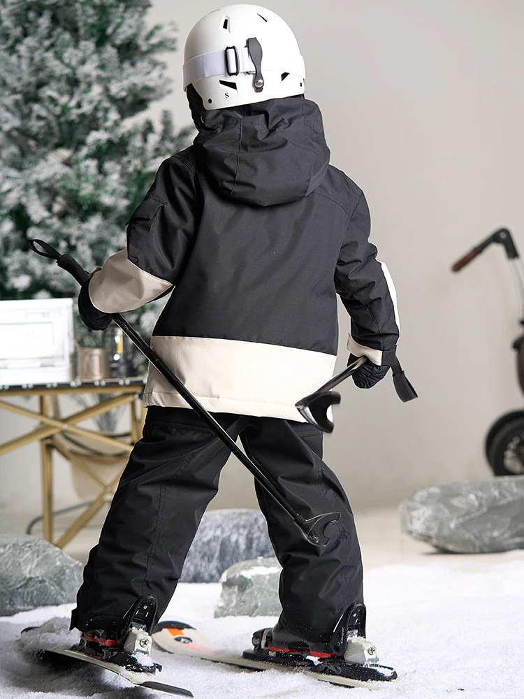 スノーボードウェア 2024 2025 キッズ 子供 ベビー服 単品 ジャケット アウター トップス 黒白 スノボウェア スノボー スキーウェア 防寒着 韓国風 女の子 男の子 こどもウェア