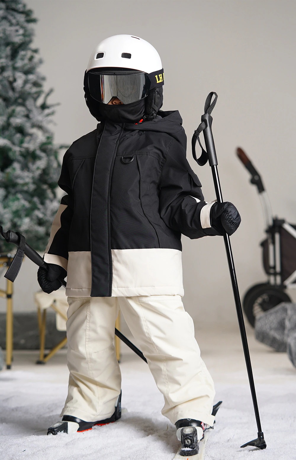 スノーボードウェア 2024 2025 キッズ 子供 ベビー服 単品 ジャケット アウター トップス 黒白 スノボウェア スノボー スキーウェア 防寒着 韓国風 女の子 男の子 こどもウェア