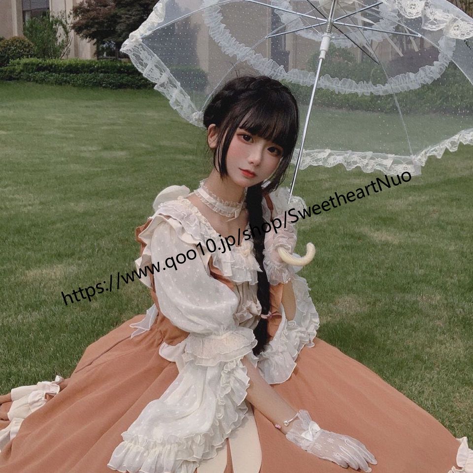 取り外し可能なバブルスリーブワンピース国風新トレンドポンポンプリンセススカートクリスマスハロウィン コスプレ スカート ロリスーツ ロリ可愛 メイド服 二次元 学園祭 文化祭