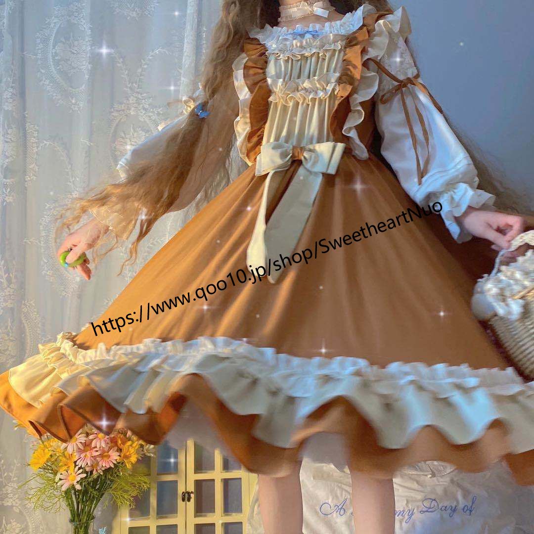 取り外し可能なバブルスリーブワンピース国風新トレンドポンポンプリンセススカートクリスマスハロウィン コスプレ スカート ロリスーツ ロリ可愛 メイド服 二次元 学園祭 文化祭