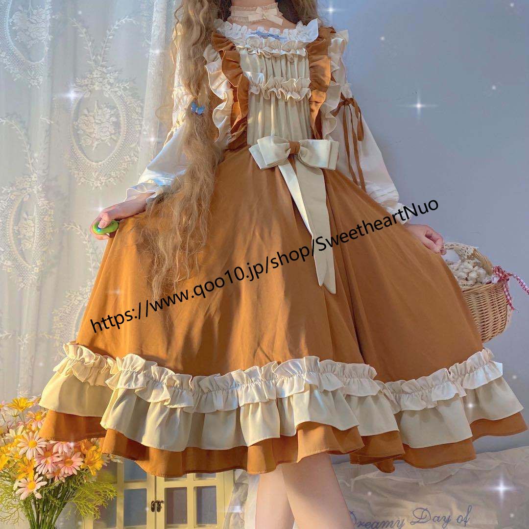 取り外し可能なバブルスリーブワンピース国風新トレンドポンポンプリンセススカートクリスマスハロウィン コスプレ スカート ロリスーツ ロリ可愛 メイド服 二次元 学園祭 文化祭