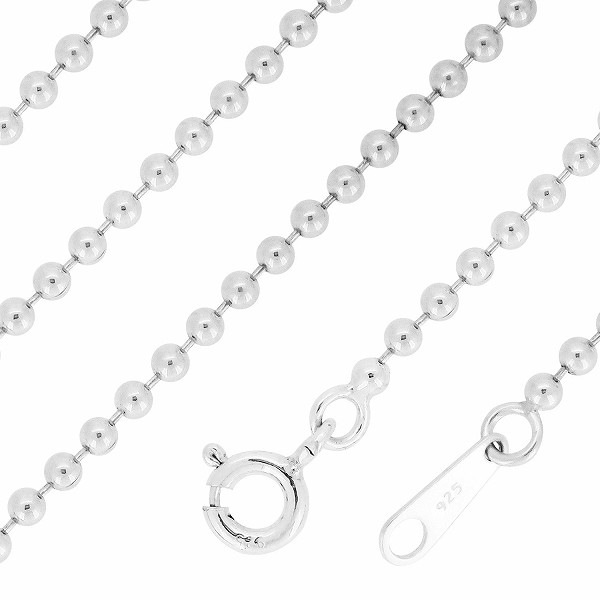 シルバーボールチェーン ボール直径2.0mm 60cm シルバー925 ネックレス チェーンのみ シルバーボールチェーン ボール直径2.0mm 60cm シルバー925 ネックレス チェーンのみ
